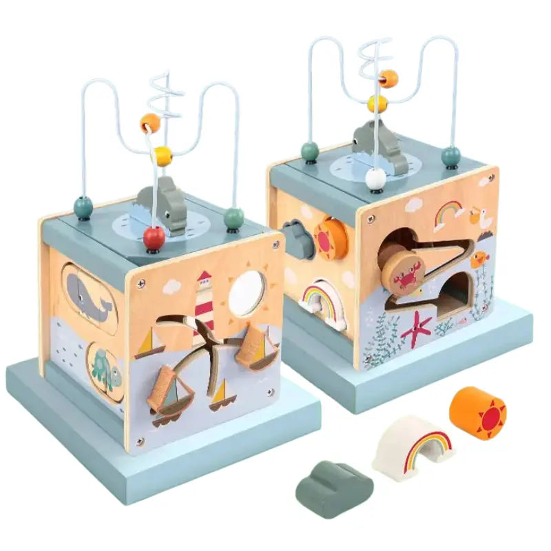 Tiny Tides Activity Cube – 6-in-1 Wooden Montessori Toy SenseNest