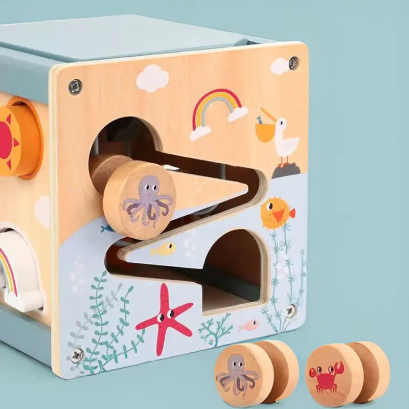 Tiny Tides Activity Cube – 6-in-1 Wooden Montessori Toy SenseNest