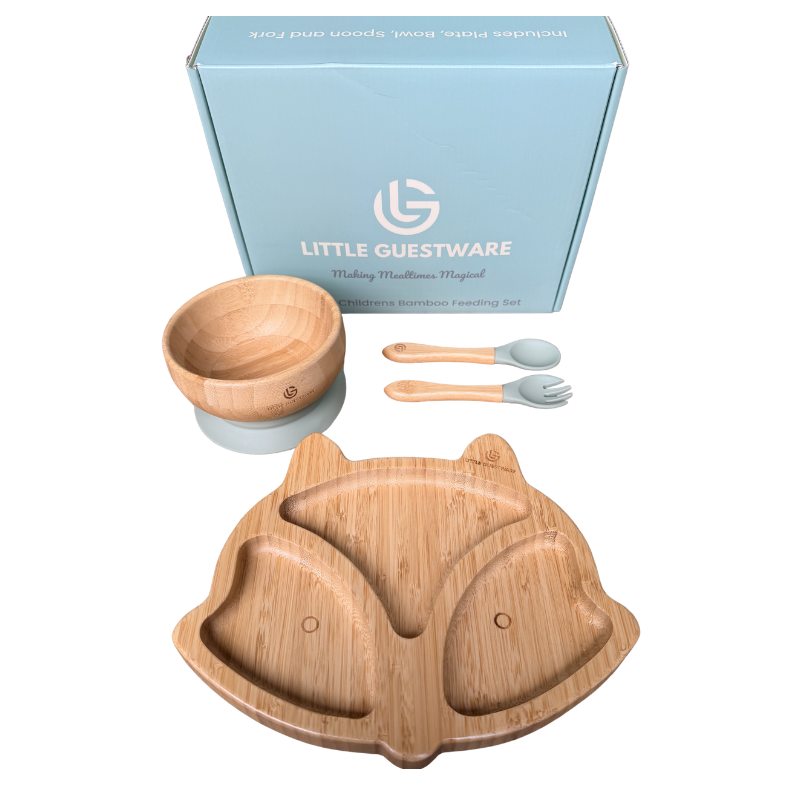Fox Bamboo Feeding Set - Plate, Bowl, Spoon & Fork Gift Set SenseNest