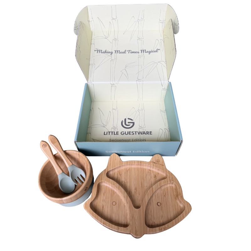 Fox Bamboo Feeding Set - Plate, Bowl, Spoon & Fork Gift Set SenseNest