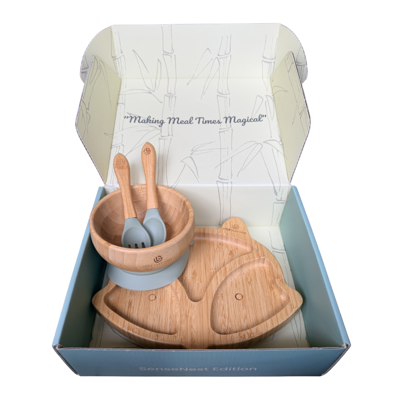 Fox Bamboo Feeding Set - Plate, Bowl, Spoon & Fork Gift Set SenseNest