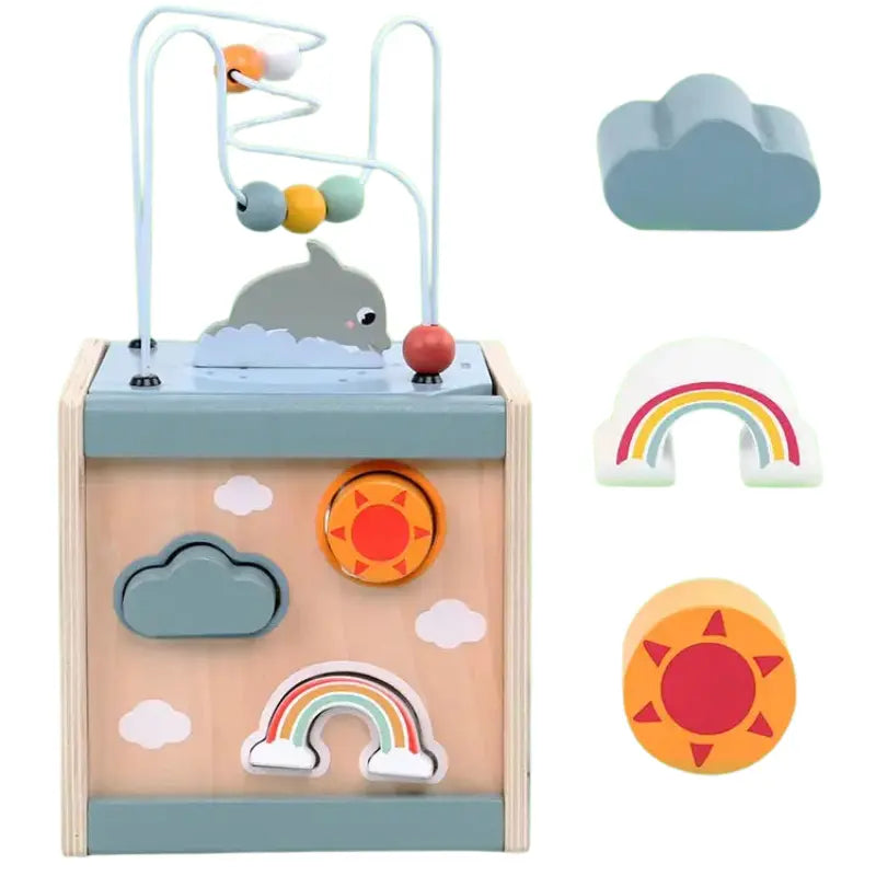 Tiny Tides Activity Cube – 6-in-1 Wooden Montessori Toy SenseNest