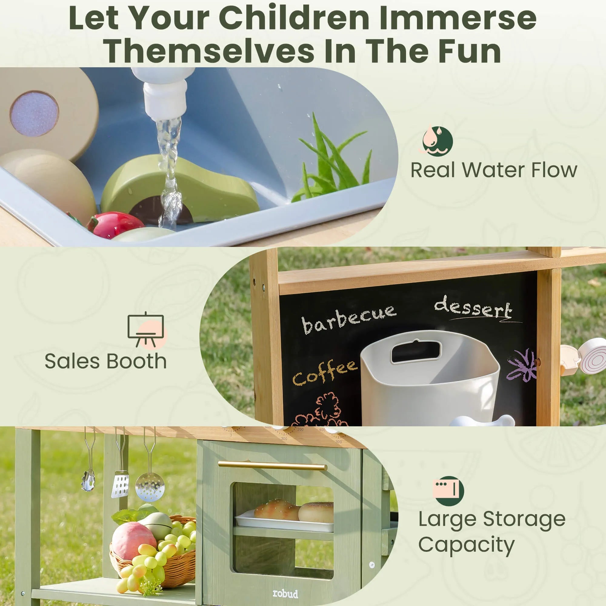 Wooden Outdoor Mud Play Kitchen – Green SenseNest