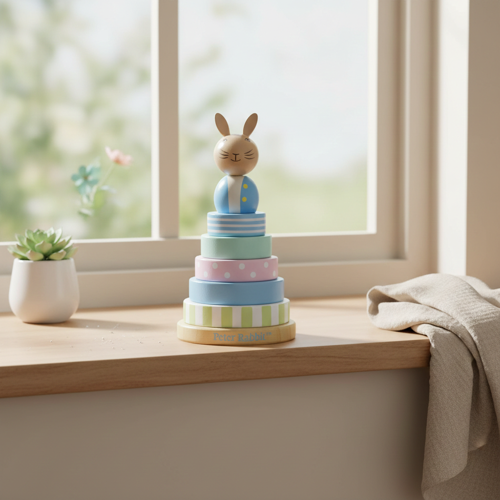 Peter Rabbitâ„¢ Wooden Stacking Ring Orange Tree Toys