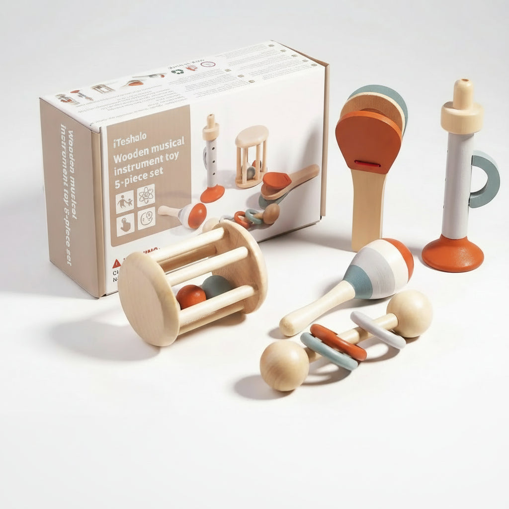 Baby Handheld Bell, Ringing Instrument, Early Childhood Education, Soothing Bed Bell, Wooden Gripping, Chewing Toy SenseNest