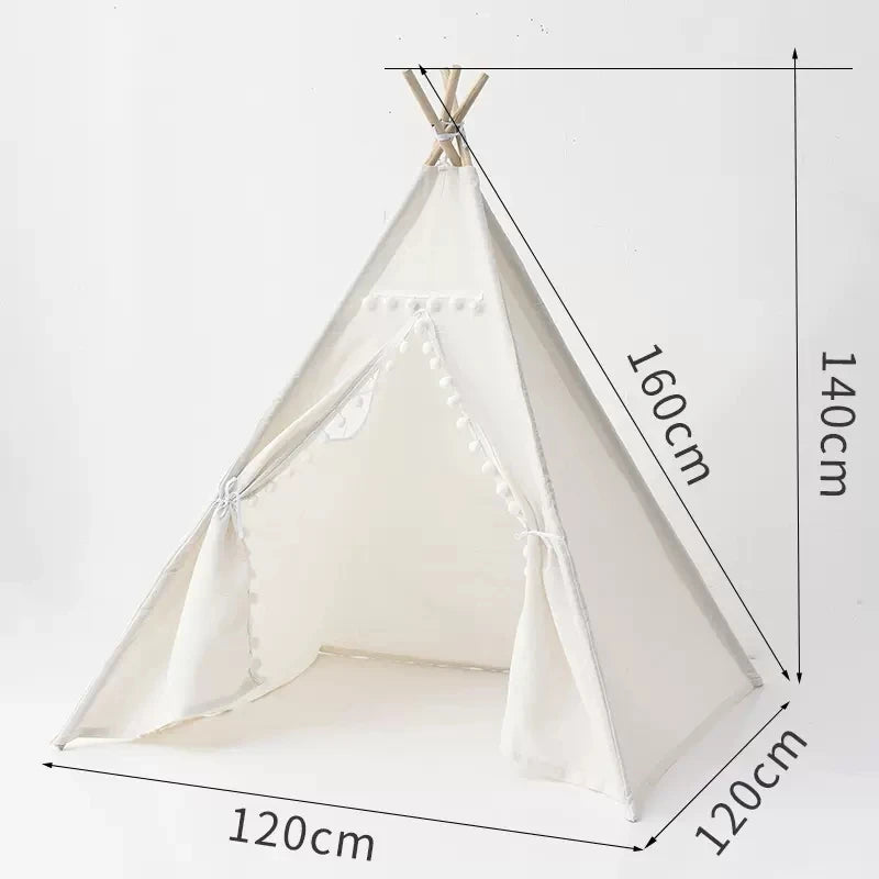1.6m/1.3m Kid Tent Indoor Play House Wigwam for Child Portable Child Tipi Tents Teepee Toddler Ball Pit Girl Castle Play Room SenseNest