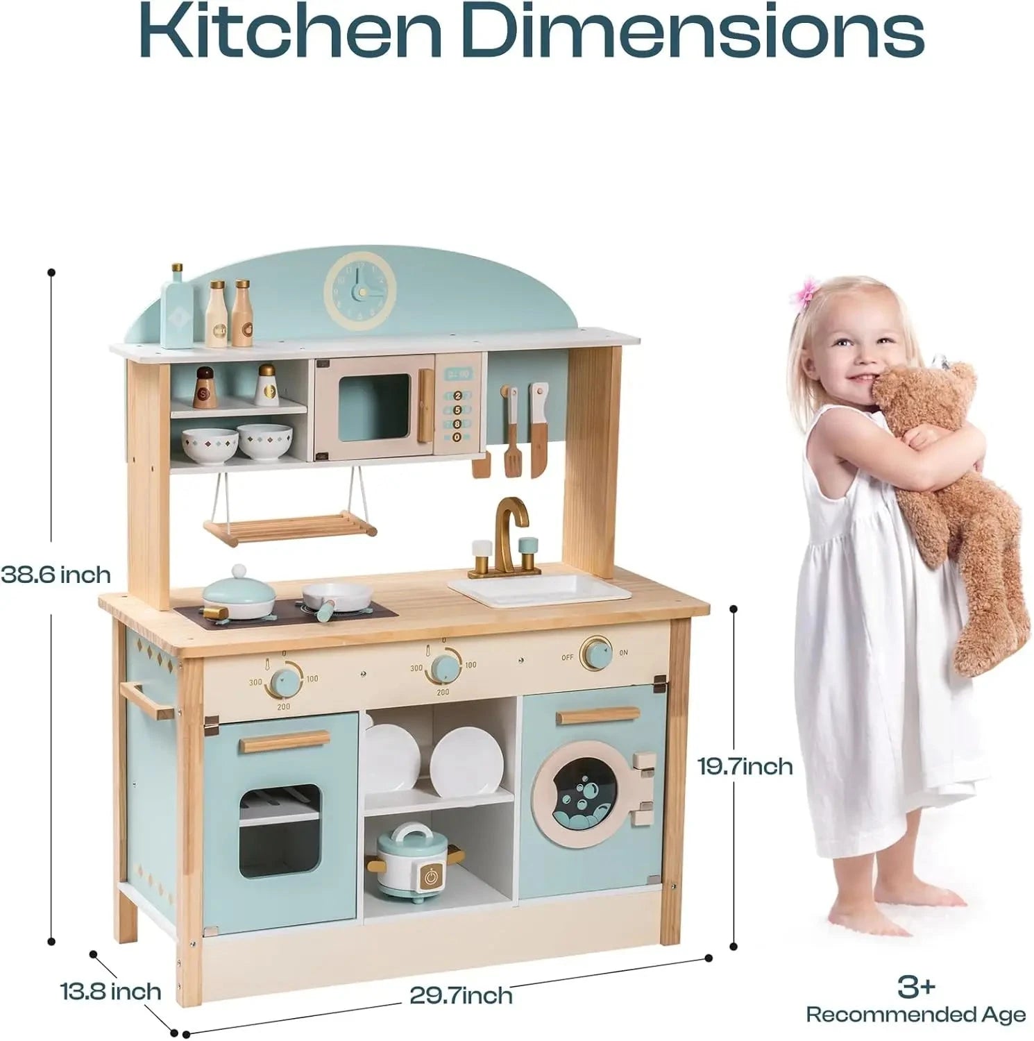 Robotime Robud Wooden Kitchen for Kids Play Kitchen with Plenty of Play Features Toddler Kitchen Set Gift for Girls Boys 3+ SenseNest
