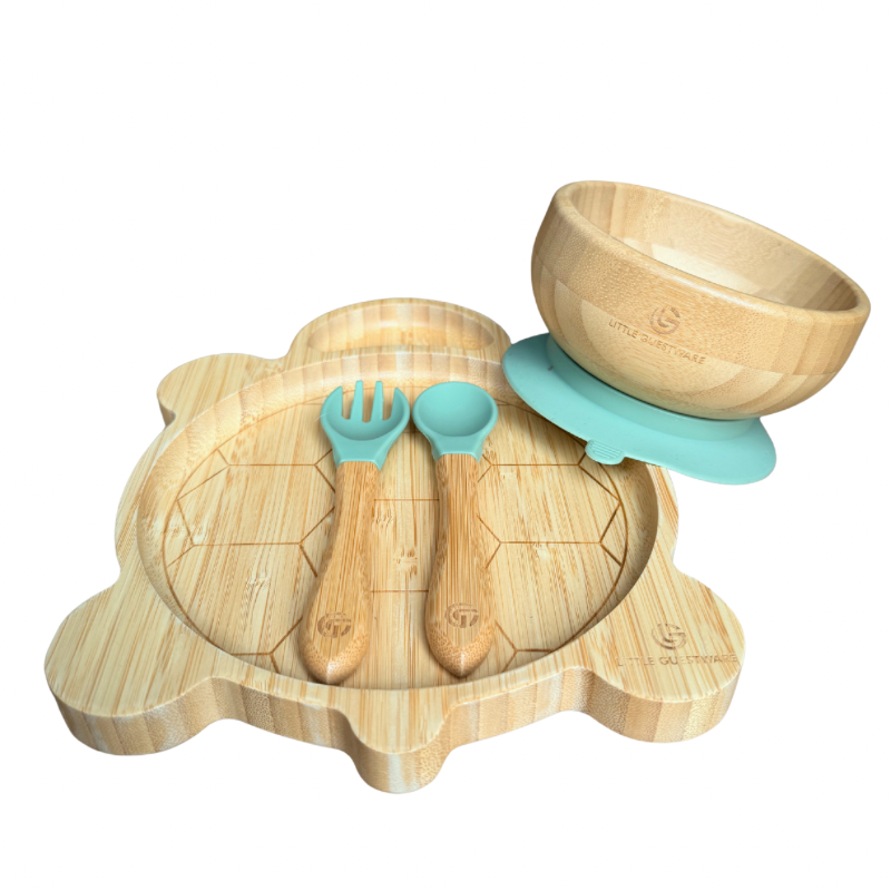 Turtle Bamboo Feeding Set - Plate, Bowl, Spoon & Fork Gift Set SenseNest