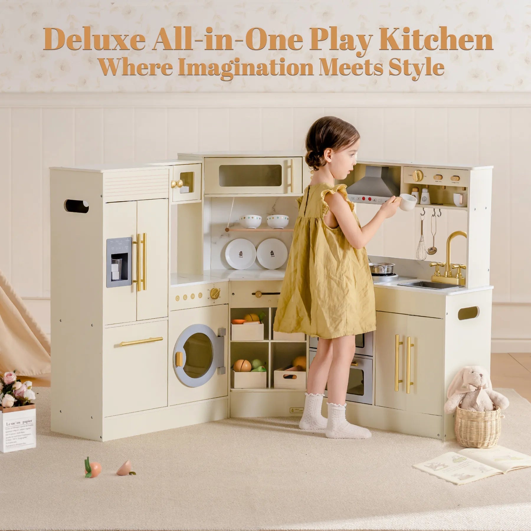 Toddler Chef XL – Luxury Wooden Corner Play Kitchen SenseNest