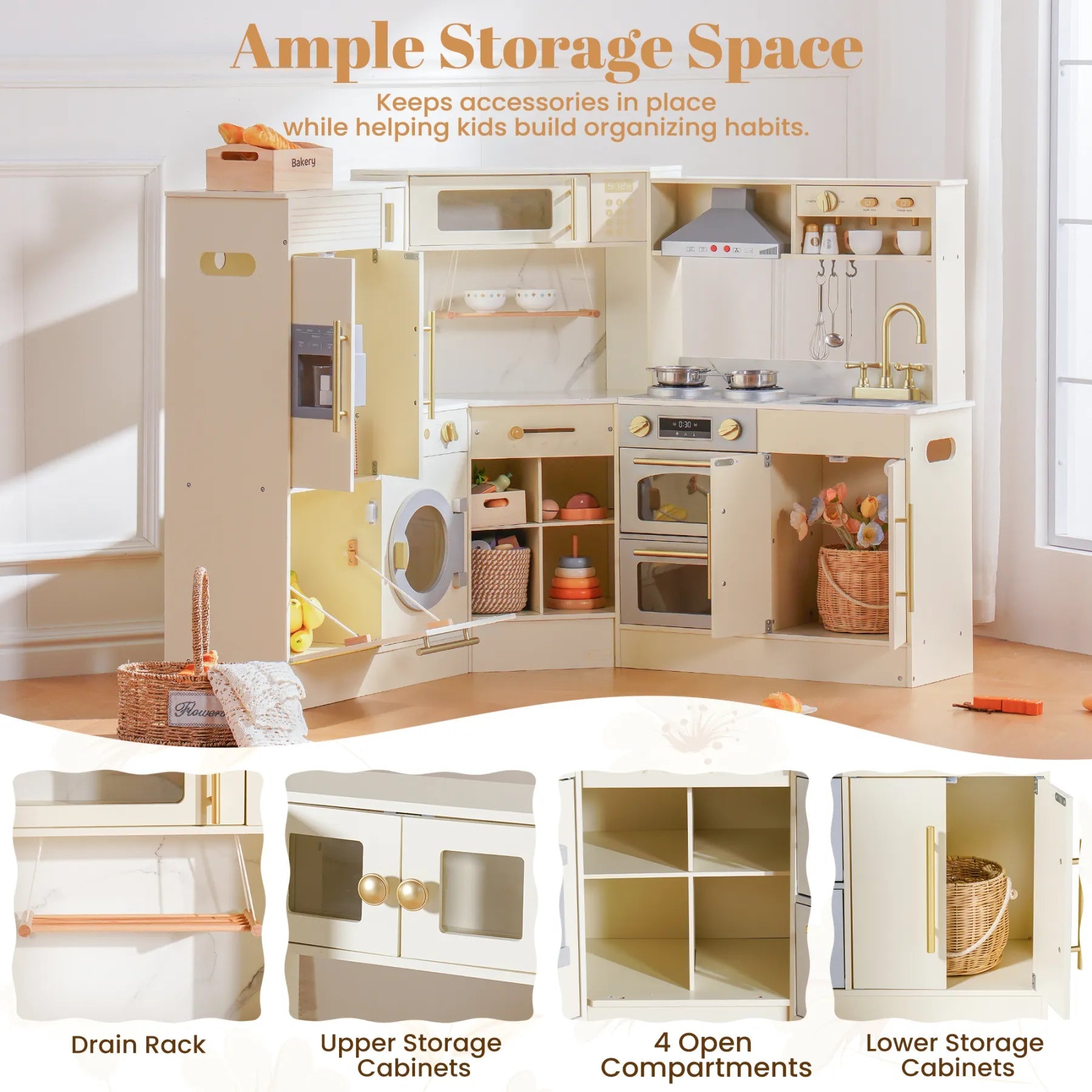 Toddler Chef XL – Luxury Wooden Corner Play Kitchen SenseNest