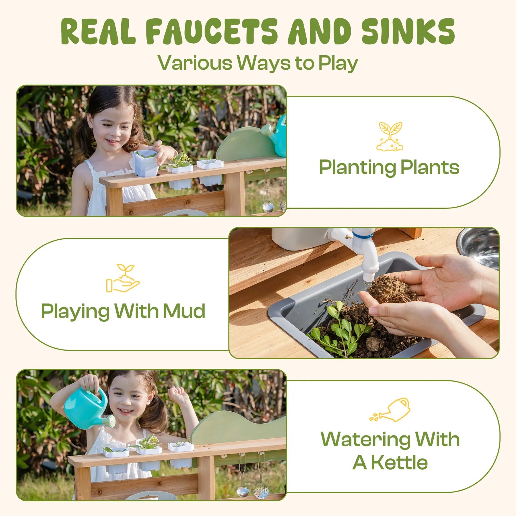 Wooden Outdoor Mud Kitchen SenseNest