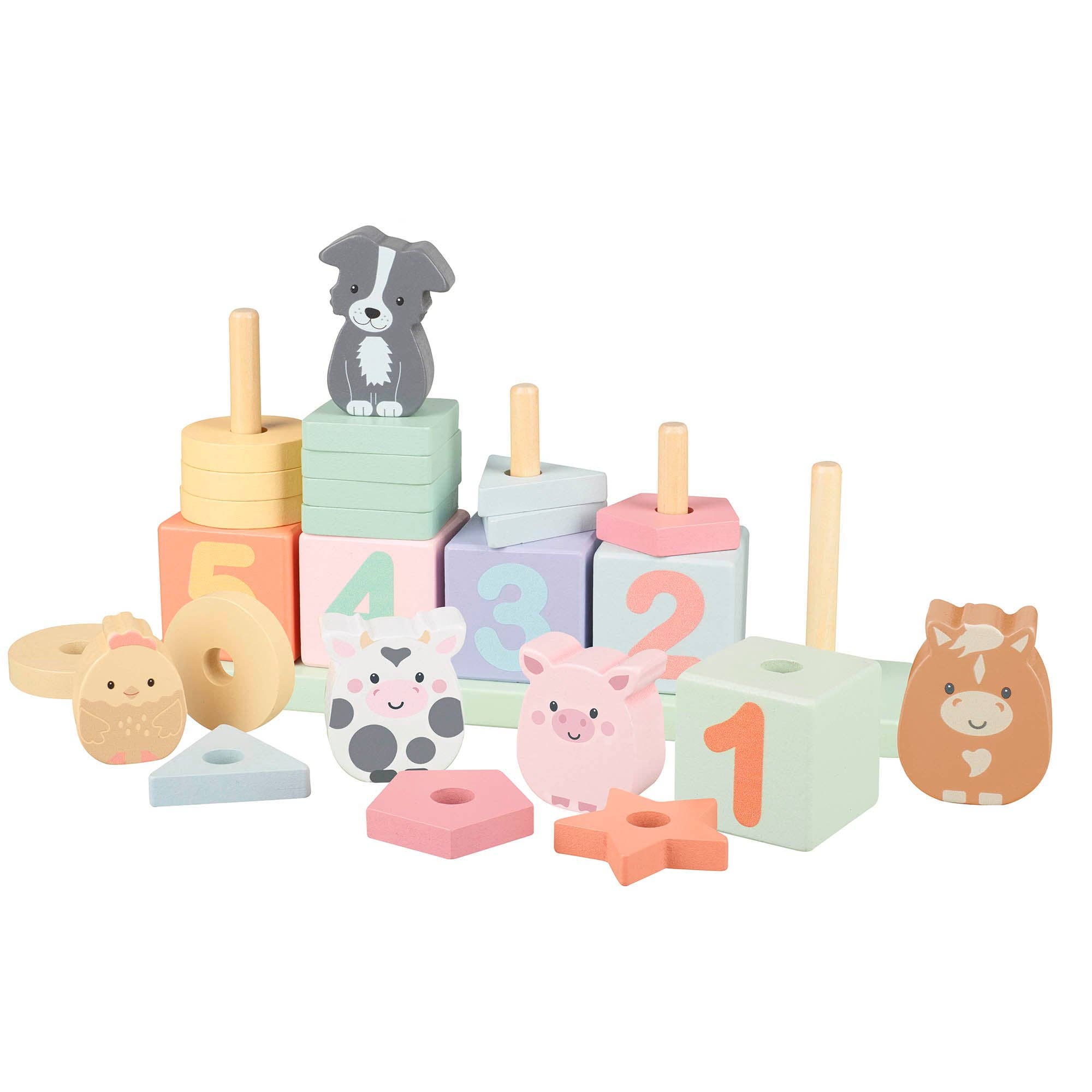 Farmyard Wooden Animal Counting Game Orange Tree Toys
