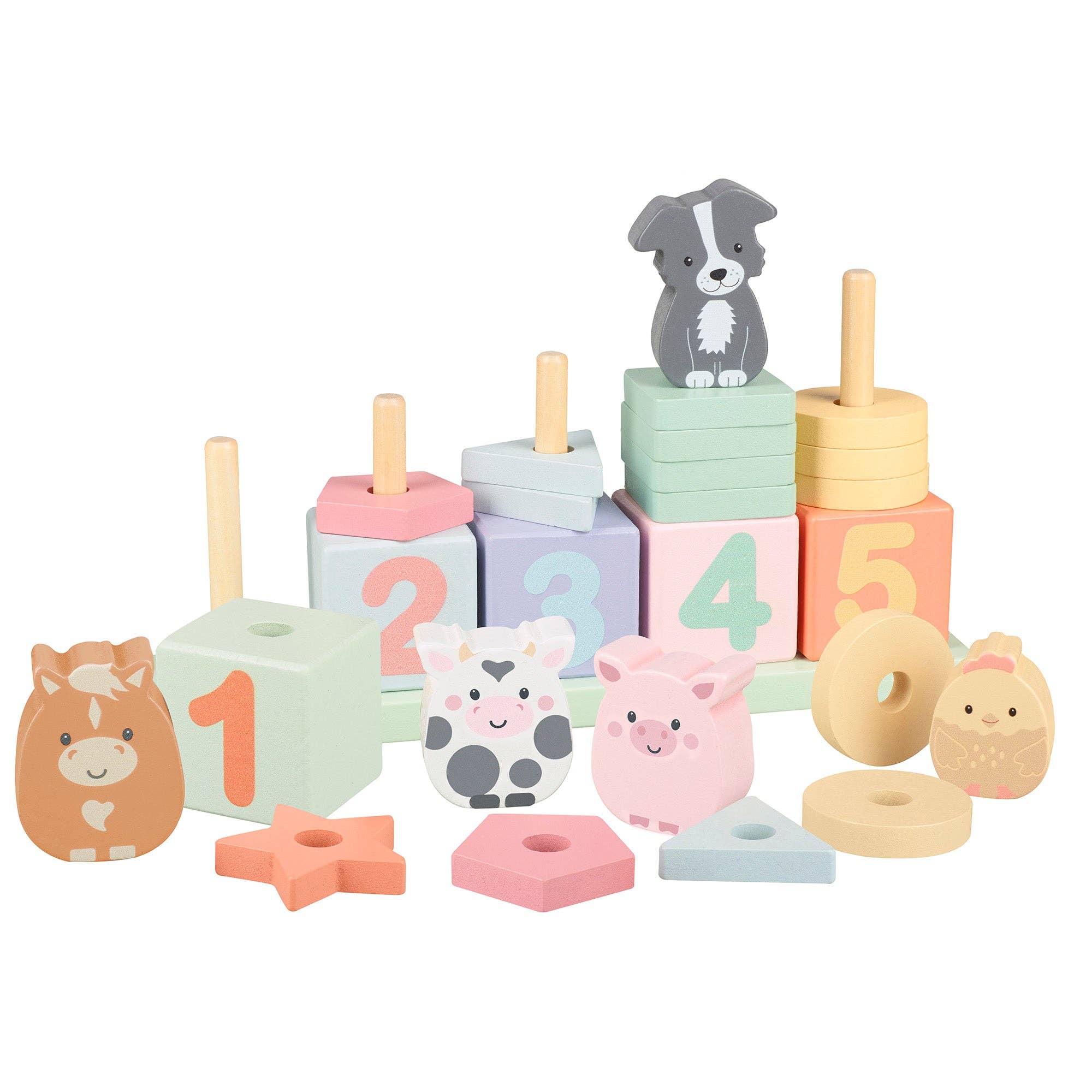 Farmyard Wooden Animal Counting Game Orange Tree Toys