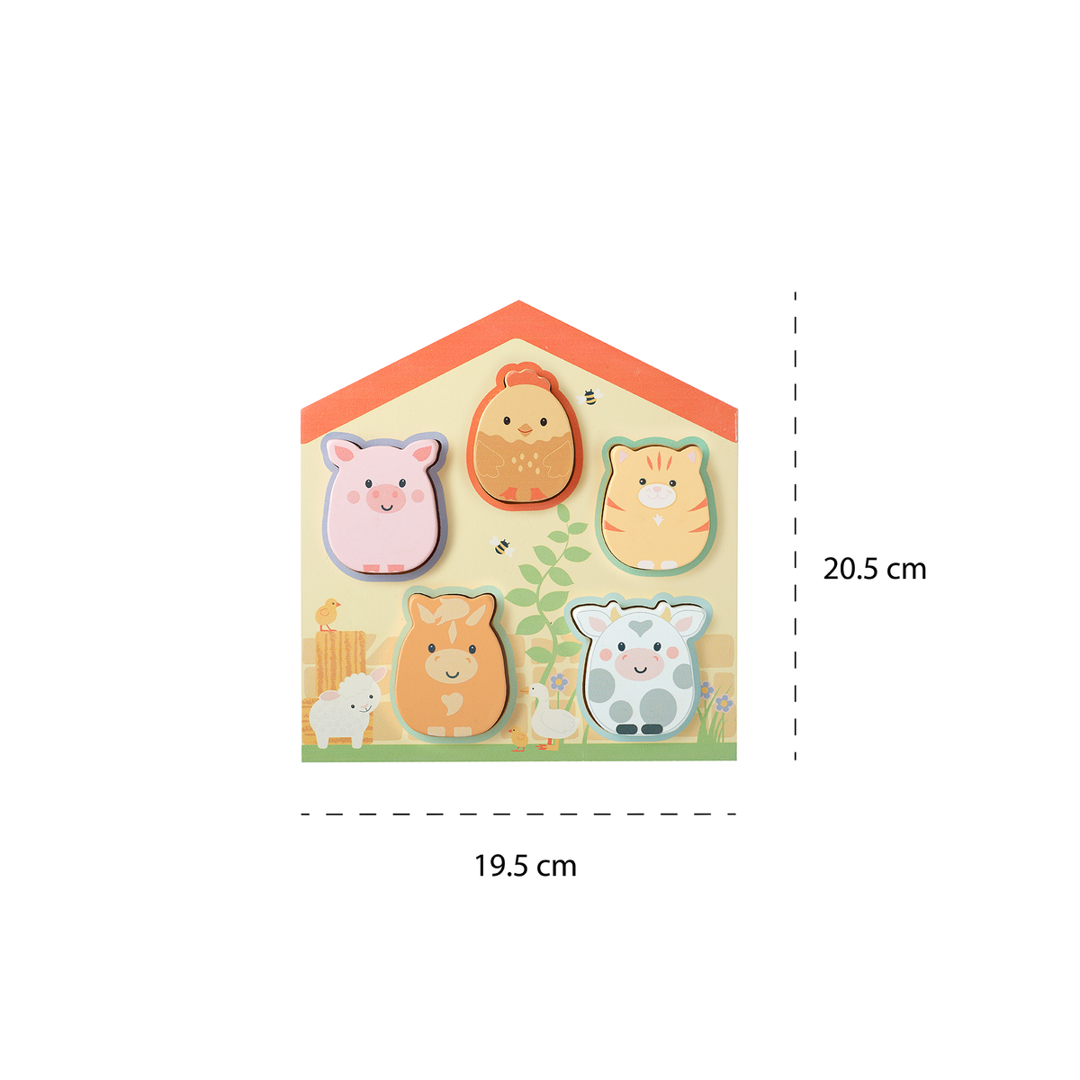 Farmyard Wooden Barn Shape Puzzle Orange Tree Toys