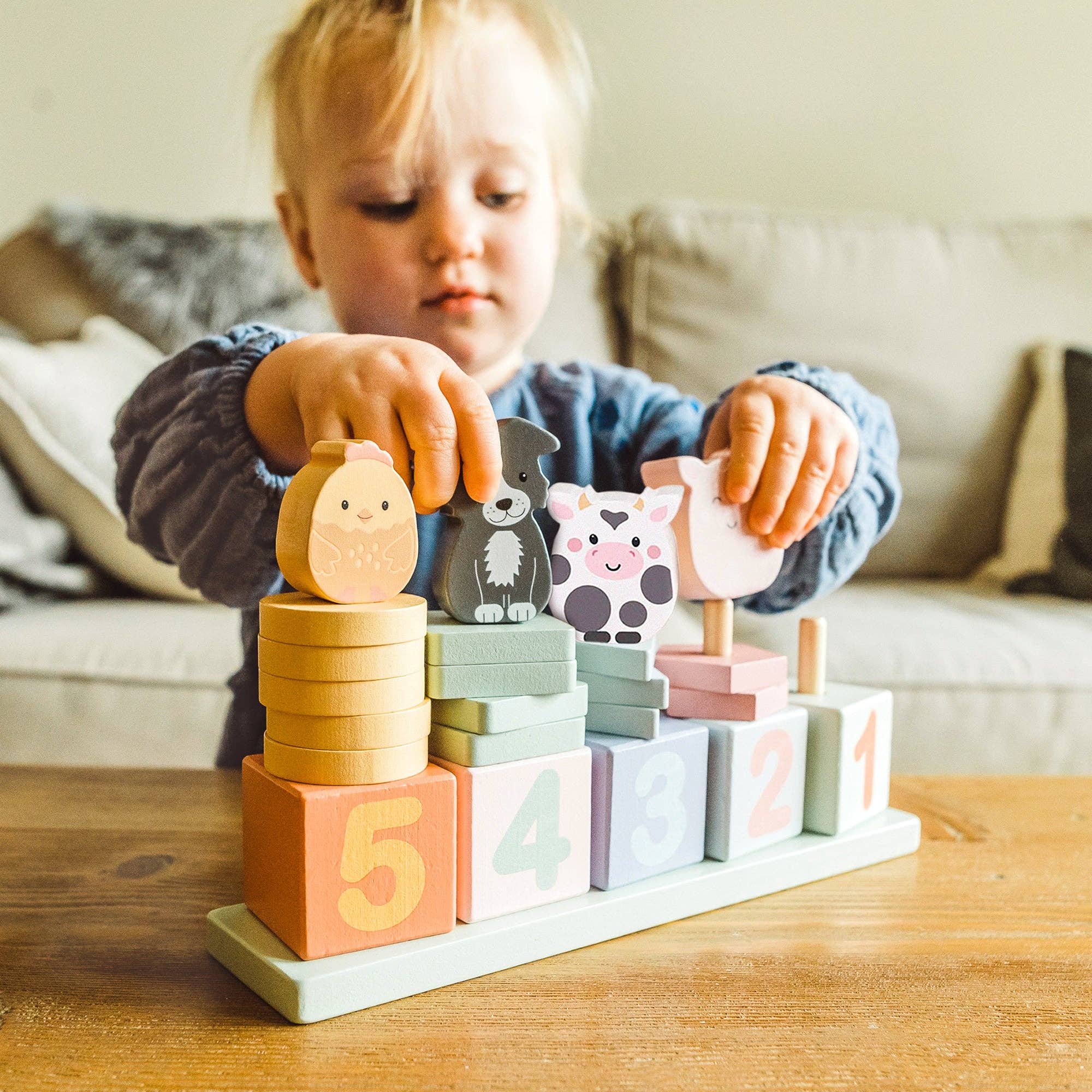 Farmyard Wooden Animal Counting Game Orange Tree Toys