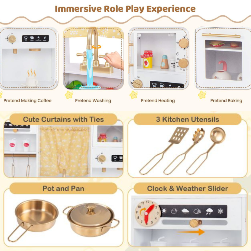 Tiny Chef XL - Wooden Play Kitchen - White SenseNest