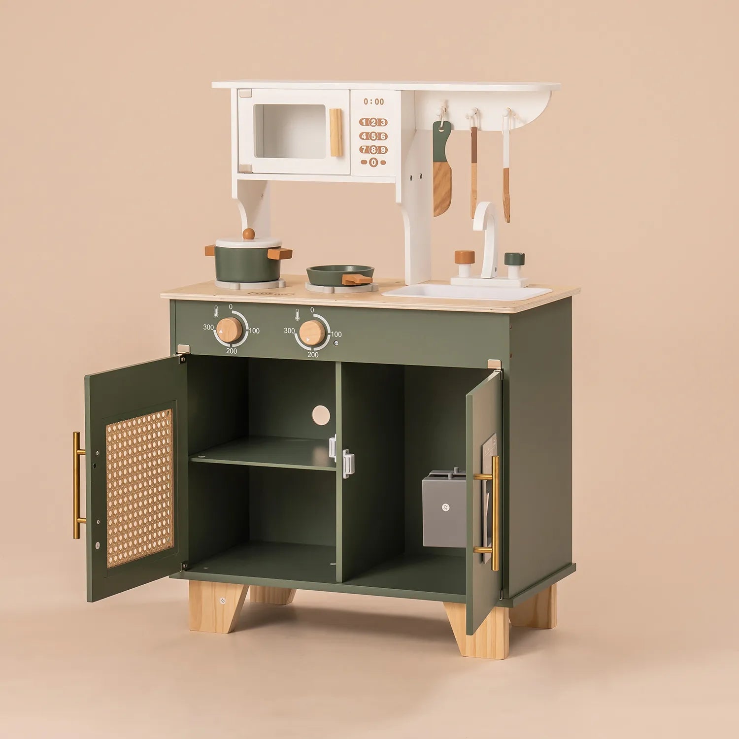 Tiny Kitchen - Wooden Play Kitchen - Vintage Green SenseNest