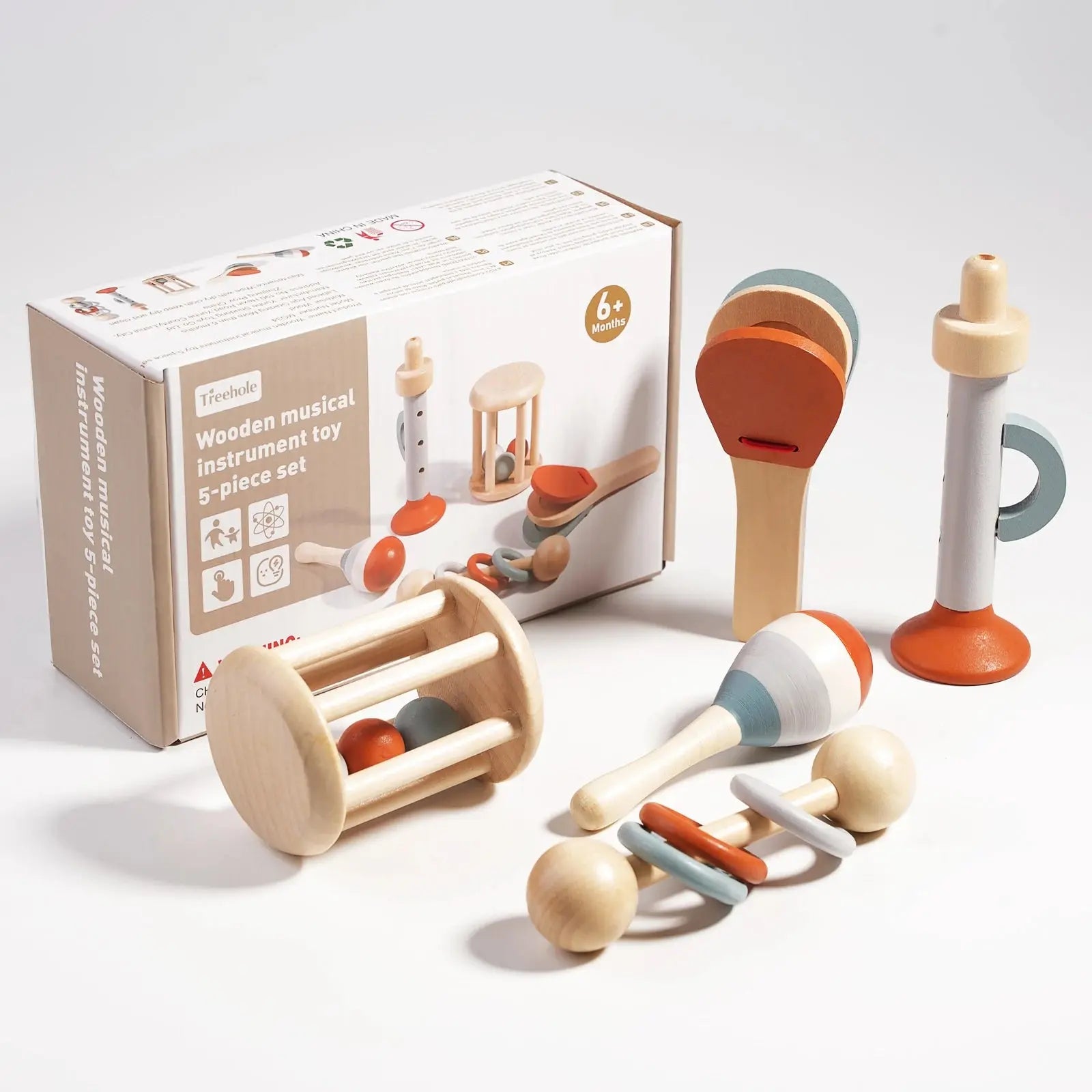 Baby Handheld Bell, Ringing Instrument, Early Childhood Education, Soothing Bed Bell, Wooden Gripping, Chewing Toy SenseNest