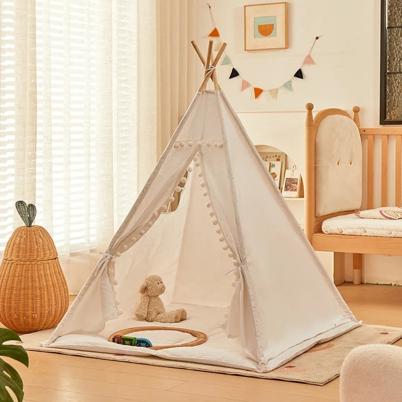 1.6m/1.3m Kid Tent Indoor Play House Wigwam for Child Portable Child Tipi Tents Teepee Toddler Ball Pit Girl Castle Play Room SenseNest
