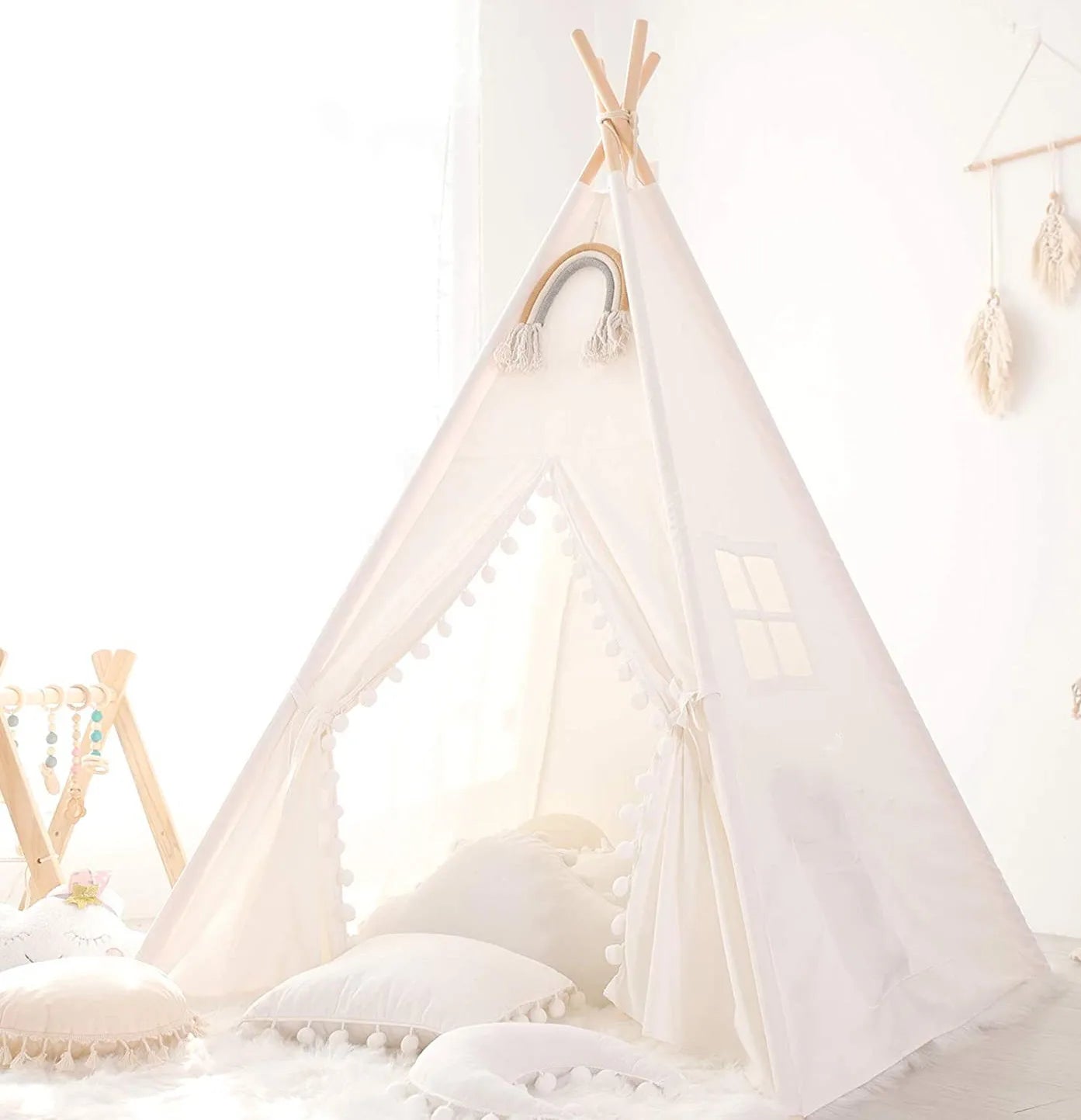 1.6m/1.3m Kid Tent Indoor Play House Wigwam for Child Portable Child Tipi Tents Teepee Toddler Ball Pit Girl Castle Play Room SenseNest