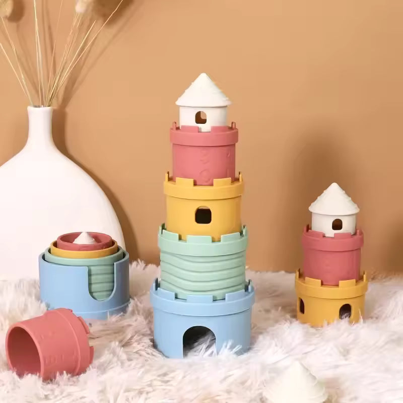 Stack & Spin - Silicone Stacking Cups & Silicone Spinner Gift Set SenseNest